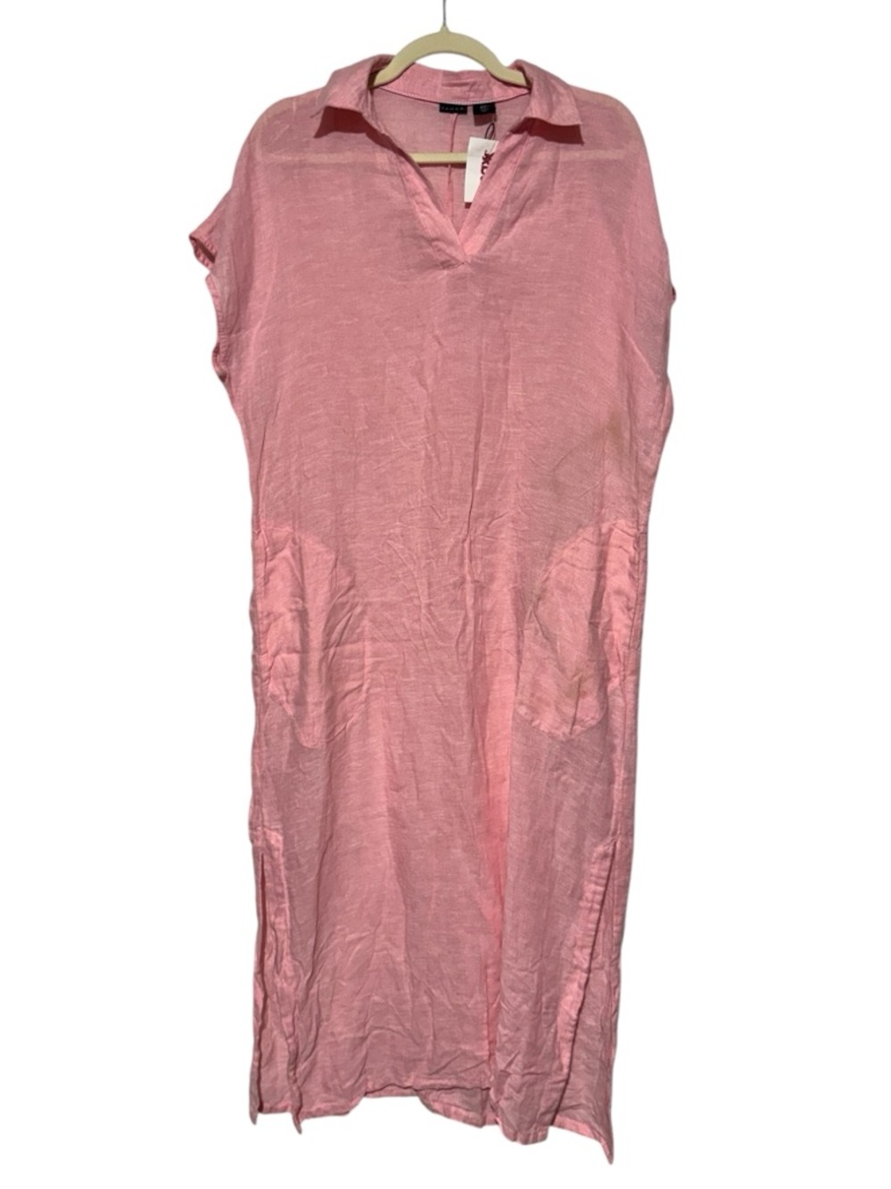 Tahari NWT Light Pink Linen Short Dress Size M Long Modest Summer Beachy Resort